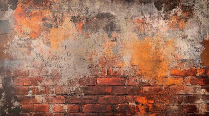 Obraz premium Rough brick texture with faded red and orange hues, creating a rustic, vintage feel