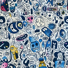 Naklejka premium Photo of Playful doodle texture with whimsical, handdrawn elements