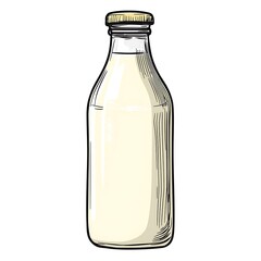 A cartoon bottle of milk on a white background.