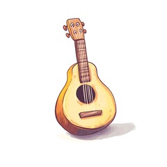 Obraz premium Cartoon musical notes with G-clef on a white background.