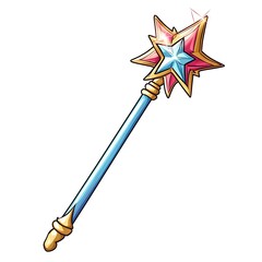 Naklejka premium A cartoon magic wand symbolizing fantasy or creativity on a white background.