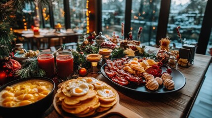 Cozy Christmas Feast Surrounded by Nature's Beauty