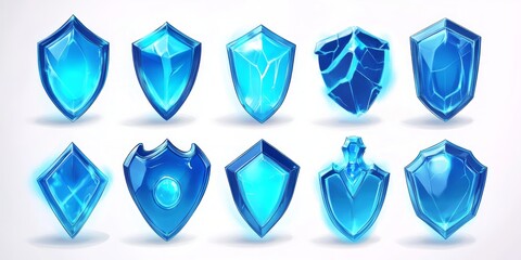 Collection of Blue Crystal Shields