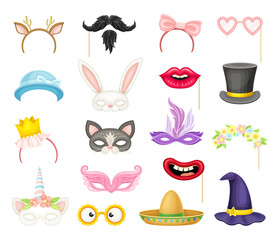 Colorful Birthday and Party Photo Props Vector Set