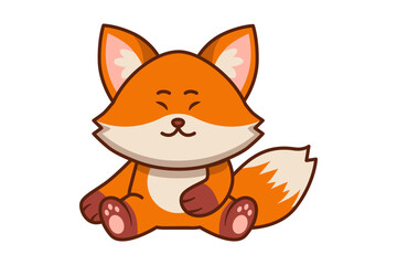 Cute Happy Fox Sitting Illustration