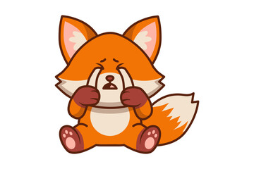 Cute Fox Crying Illustration