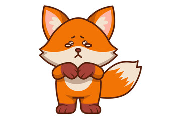 Cute Sad Fox Standing Illustration
