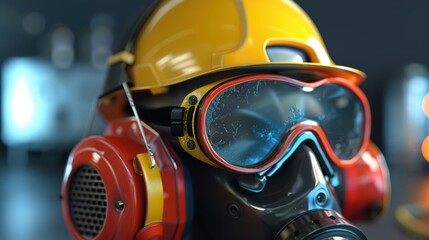 Fototapeta premium Showcase the necessity of safety gear with lifelike 3D models of personal protective equipment PPE in hazardous environments