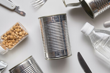 Disaster Preparedness Supplies on a White Background