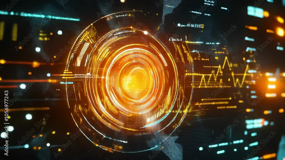 Poster dynamic big data visualization - abstract digital interface with infographics, graphs, and analytics