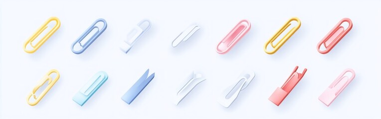 Obraz premium Colorful Paper Clips Isometric Design