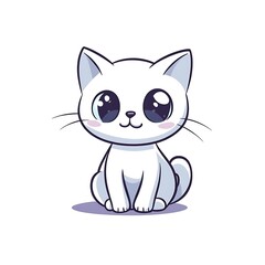 Obraz premium Cartoon kitten icon symbolizing cuteness or pets on a white background.
