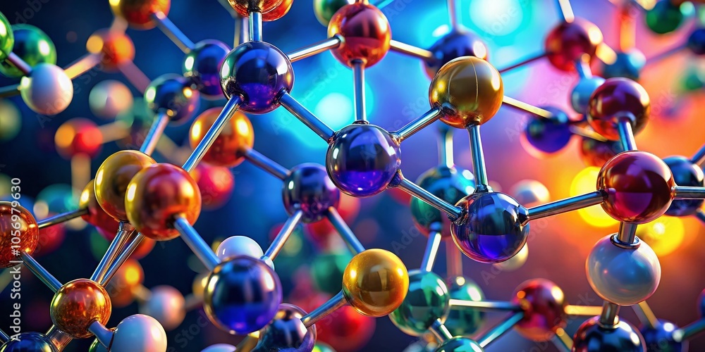 Poster 3d model of molecule in portrait style - ai generated molecular structure for scientific visualizati