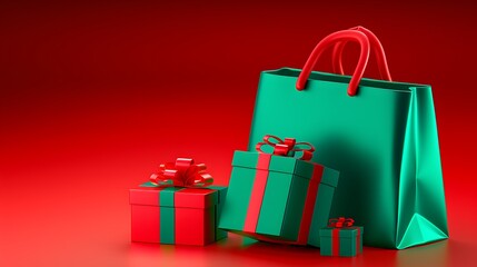 3D Colorful Gift Bags and Boxes for Celebrations. Christmas Theme