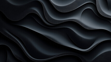 Obraz premium Abstract dark gray wavy layered texture background with flowing curves and smooth gradient surfaces creating a three-dimensional effect