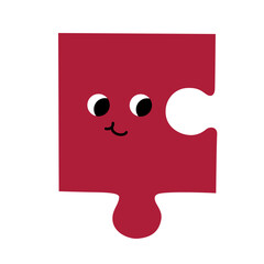 Abstract Puzzle with Face. Emotion. Colored character. Cartoon style. Flat design. Hand drawn trendy Vector illustration.