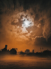 Obraz premium Air pollution at night on vertical photography 18.