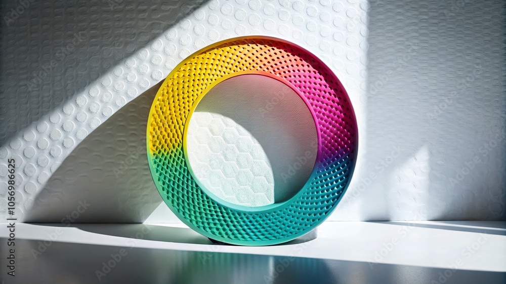 Poster abstract embossed circle on white background with dynamic light and shadow effects for modern design