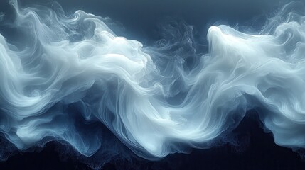 Fototapeta premium Fluid Harmony, Abstract artwork featuring dynamic white and navy blue swirls creating a serene and captivating visual experience.