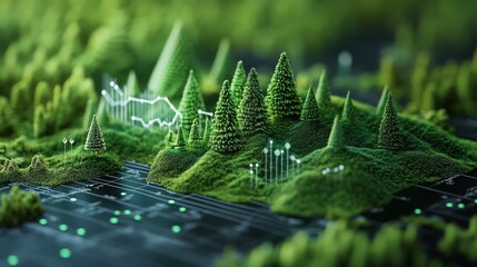 Miniature Forest Growing on a Tech-Based Surface with Data Graphs