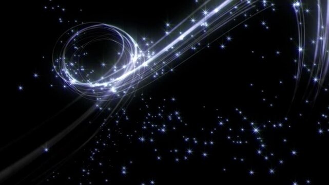 Set of 5 silver light trails with stars. Celebrations, Christmas.