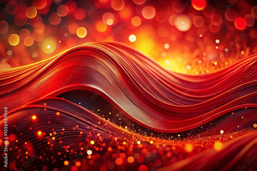 Aufkleber Abstract Red Wave Pattern with Dots Creating Dynamic Visual Effects in Portrait Photography Style