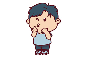 Cute Boy Giving a Kiss Gesture Illustration