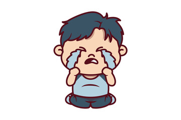 Cute Boy Crying Illustration