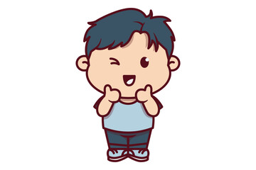 Cute Boy Giving Thumbs Up Illustration