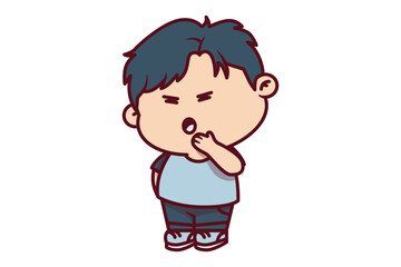 Cute Sleepy Boy Yawning Illustration