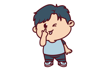 Cute Boy Is Sticking Out its Tongue Illustration