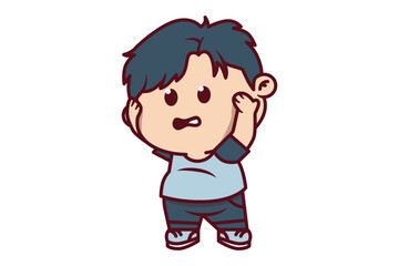 Cute Boy Panic with Hands on His Head Illustration