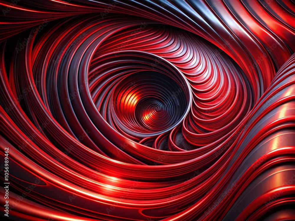 Poster abstract swirling pattern in red and black spiral - 3d render for artistic exploration