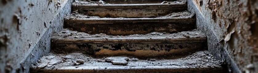 Abandoned Concrete Steps Decaying Stairway to Emptiness, Abandoned Decay Emptiness, Hollow Ruin in Urban Ruins, Forgotten Architecture, Urban Exploration, Crumbling Structure, Post-Apocalyptic, Ghost