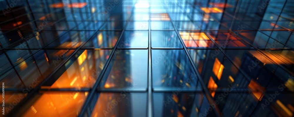 Fototapete abstract cityscape with glass and light reflections a visual representation of structuring for expan