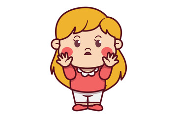 Cute Girl in Confusion Illustration