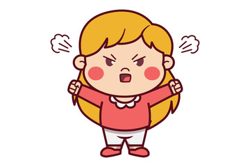Cute Angry Girl with Steams Illustration