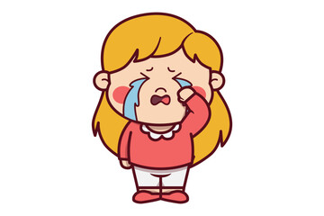 Cute Girl Crying Illustration