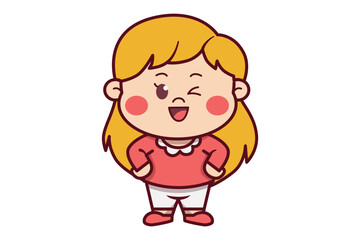 Cute Girl Winking Illustration