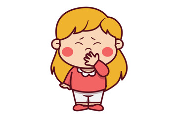 Cute Sleepy Girl Yawning Illustration
