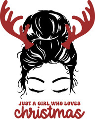 Christmas Female Messy Bun Hair Illustration
