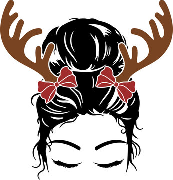 recommend clip art: Christmas Female Messy Bun Hair Illustration