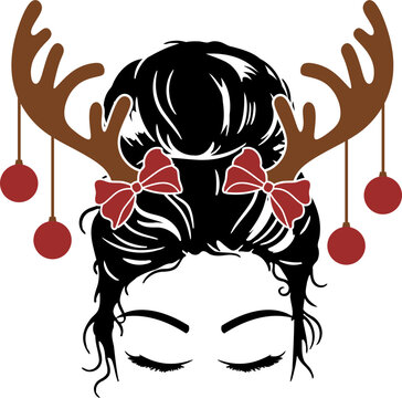recommend clip art: Christmas Female Messy Bun Hair Illustration