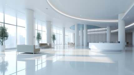 Fototapeta premium Modern White Office Lobby with Curved Ceiling