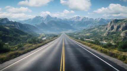 Naklejka premium A road leading to mountains