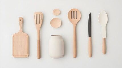 Affordable Kitchen Tools Arranged in Clean Minimalist Display