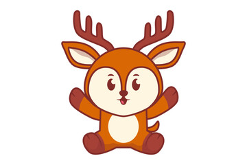 Cute Happy Deer Sitting Illustration