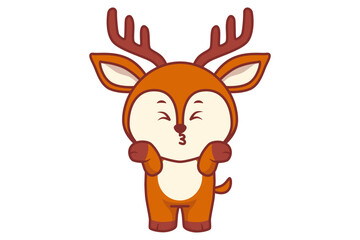 Cute Deer Giving a Kiss Gesture Illustration