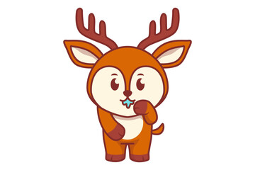 Cute Deer Drooling with Hands on Its Lips Illustration