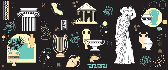 The abstract background of the elements of ancient Greek culture.
